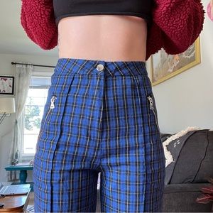 Tiger Mist Blue Plaid high waisted pants